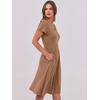 image:imageANRABESS Women Summer Dress Casual Short Sleeve V Neck ALine Knee Length Pleated Flowy 2026 Fashion Midi Dresses with PocketKhaki