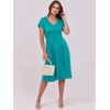 image:imageANRABESS Women Summer Dress Casual Short Sleeve V Neck ALine Knee Length Pleated Flowy 2026 Fashion Midi Dresses with PocketLake