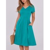 image:imageANRABESS Women Summer Dress Casual Short Sleeve V Neck ALine Knee Length Pleated Flowy 2026 Fashion Midi Dresses with PocketLake