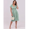image:imageANRABESS Women Summer Dress Casual Short Sleeve V Neck ALine Knee Length Pleated Flowy 2026 Fashion Midi Dresses with PocketLight Green Floral