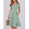 image:imageANRABESS Women Summer Dress Casual Short Sleeve V Neck ALine Knee Length Pleated Flowy 2026 Fashion Midi Dresses with PocketLight Green Floral
