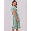 image:imageANRABESS Women Summer Dress Casual Short Sleeve V Neck ALine Knee Length Pleated Flowy 2026 Fashion Midi Dresses with PocketLight Green Floral