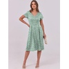 image:imageANRABESS Women Summer Dress Casual Short Sleeve V Neck ALine Knee Length Pleated Flowy 2026 Fashion Midi Dresses with PocketLight Green Floral