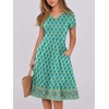 image:imageANRABESS Women Summer Dress Casual Short Sleeve V Neck ALine Knee Length Pleated Flowy 2026 Fashion Midi Dresses with PocketTeal Spades Floral
