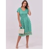 image:imageANRABESS Women Summer Dress Casual Short Sleeve V Neck ALine Knee Length Pleated Flowy 2026 Fashion Midi Dresses with PocketTeal Spades Floral
