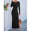 image:imageANRABESS Womens Long Sleeve Bodycon Maxi Dress  Soft Stretchy Ribbed Knit Crew Neck Side Slit Casual Date Night Cocktail Party Elegant Chic Spring Summer Fall All SeasonBlack