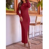 image:imageANRABESS Womens Long Sleeve Bodycon Maxi Dress  Soft Stretchy Ribbed Knit Crew Neck Side Slit Casual Date Night Cocktail Party Elegant Chic Spring Summer Fall All SeasonDark Red