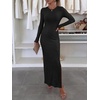 image:imageANRABESS Womens Long Sleeve Bodycon Maxi Dress  Soft Stretchy Ribbed Knit Crew Neck Side Slit Casual Date Night Cocktail Party Elegant Chic Spring Summer Fall All SeasonBlack