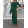 image:imageANRABESS Womens Long Sleeve Bodycon Maxi Dress  Soft Stretchy Ribbed Knit Crew Neck Side Slit Casual Date Night Cocktail Party Elegant Chic Spring Summer Fall All SeasonDeep Green