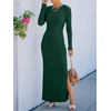 image:imageANRABESS Womens Long Sleeve Bodycon Maxi Dress  Soft Stretchy Ribbed Knit Crew Neck Side Slit Casual Date Night Cocktail Party Elegant Chic Spring Summer Fall All SeasonDeep Green