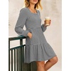 image:imageANRABESS Womens Long Sleeve Square Neck Short Dress  Casual Flowy Tiered ALine with PocketsFloralampSolidampStripedFall OutfitsSoft lightweightCute for Work Party Everyday WearBlack White Stripe