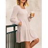 image:imageANRABESS Womens Long Sleeve Square Neck Short Dress  Casual Flowy Tiered ALine with PocketsFloralampSolidampStripedFall OutfitsSoft lightweightCute for Work Party Everyday WearPink Stripe