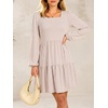 image:imageANRABESS Womens Long Sleeve Square Neck Short Dress  Casual Flowy Tiered ALine with PocketsFloralampSolidampStripedFall OutfitsSoft lightweightCute for Work Party Everyday WearPink Stripe