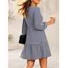 image:imageANRABESS Womens Long Sleeve Square Neck Short Dress  Casual Flowy Tiered ALine with PocketsFloralampSolidampStripedFall OutfitsSoft lightweightCute for Work Party Everyday WearNavy White Stripe