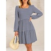 image:imageANRABESS Womens Long Sleeve Square Neck Short Dress  Casual Flowy Tiered ALine with PocketsFloralampSolidampStripedFall OutfitsSoft lightweightCute for Work Party Everyday WearNavy White Stripe