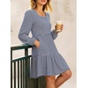 image:imageANRABESS Womens Long Sleeve Square Neck Short Dress  Casual Flowy Tiered ALine with PocketsFloralampSolidampStripedFall OutfitsSoft lightweightCute for Work Party Everyday WearNavy White Stripe