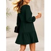 image:imageANRABESS Womens Long Sleeve Square Neck Short Dress  Casual Flowy Tiered ALine with PocketsFloralampSolidampStripedFall OutfitsSoft lightweightCute for Work Party Everyday WearDeep Green
