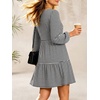 image:imageANRABESS Womens Long Sleeve Square Neck Short Dress  Casual Flowy Tiered ALine with PocketsFloralampSolidampStripedFall OutfitsSoft lightweightCute for Work Party Everyday WearBlack White Stripe