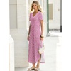 image:imageANRABESS Womens Summer Maxi Dress V Neck Short Sleeve Slit Side Shirt Dress Loose Fit Travel Beach Dress with PocketsPink White Dot