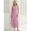 image:imageANRABESS Womens Summer Maxi Dress V Neck Short Sleeve Slit Side Shirt Dress Loose Fit Travel Beach Dress with PocketsPink White Dot