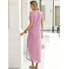 image:imageANRABESS Womens Summer Maxi Dress V Neck Short Sleeve Slit Side Shirt Dress Loose Fit Travel Beach Dress with PocketsPink White Dot