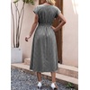 image:imageANRABESS Womens Summer Midi Dress Striped Casual Short Sleeve Crewneck Elastic Waist 2026 Flowy Long Beach Dress with PocketsBlack Gingham