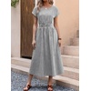image:imageANRABESS Womens Summer Midi Dress Striped Casual Short Sleeve Crewneck Elastic Waist 2026 Flowy Long Beach Dress with PocketsBlack White Stripe