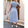 image:imageANRABESS Womens Summer Midi Dress Striped Casual Short Sleeve Crewneck Elastic Waist 2026 Flowy Long Beach Dress with PocketsBlue White Stripe