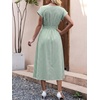 image:imageANRABESS Womens Summer Midi Dress Striped Casual Short Sleeve Crewneck Elastic Waist 2026 Flowy Long Beach Dress with PocketsGreen Gingham