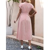 image:imageANRABESS Womens Summer Midi Dress Striped Casual Short Sleeve Crewneck Elastic Waist 2026 Flowy Long Beach Dress with PocketsLightcoral White Stripe