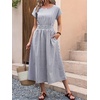 image:imageANRABESS Womens Summer Midi Dress Striped Casual Short Sleeve Crewneck Elastic Waist 2026 Flowy Long Beach Dress with PocketsNavy White Stripe