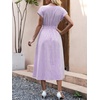 image:imageANRABESS Womens Summer Midi Dress Striped Casual Short Sleeve Crewneck Elastic Waist 2026 Flowy Long Beach Dress with PocketsPurple White Stripe