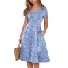 image:imageANRABESS Women Summer Dress Casual Short Sleeve V Neck ALine Knee Length Pleated Flowy 2026 Fashion Midi Dresses with PocketBlue White Floral