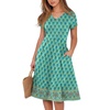 image:imageANRABESS Women Summer Dress Casual Short Sleeve V Neck ALine Knee Length Pleated Flowy 2026 Fashion Midi Dresses with PocketTeal Spades Floral