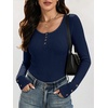 image:imageANRABESS Long Sleeve Shirts for Women Ribbed Knit Tops  Soft Slim Fit Scoop Neck Henley Basic Blouses Business Casual Work Outfits Fall Winter Spring Tee ShirtNavy Blue