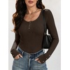 image:imageANRABESS Long Sleeve Shirts for Women Ribbed Knit Tops  Soft Slim Fit Scoop Neck Henley Basic Blouses Business Casual Work Outfits Fall Winter Spring Tee ShirtBrown