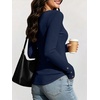 image:imageANRABESS Long Sleeve Shirts for Women Ribbed Knit Tops  Soft Slim Fit Scoop Neck Henley Basic Blouses Business Casual Work Outfits Fall Winter Spring Tee ShirtNavy Blue