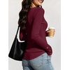 image:imageANRABESS Long Sleeve Shirts for Women Ribbed Knit Tops  Soft Slim Fit Scoop Neck Henley Basic Blouses Business Casual Work Outfits Fall Winter Spring Tee ShirtBurgundy