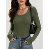 image:imageANRABESS Long Sleeve Shirts for Women Ribbed Knit Tops  Soft Slim Fit Scoop Neck Henley Basic Blouses Business Casual Work Outfits Fall Winter Spring Tee ShirtArmy Green