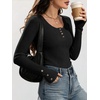 image:imageANRABESS Long Sleeve Shirts for Women Ribbed Knit Tops  Soft Slim Fit Scoop Neck Henley Basic Blouses Business Casual Work Outfits Fall Winter Spring Tee ShirtBlack