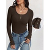 image:imageANRABESS Long Sleeve Shirts for Women Ribbed Knit Tops  Soft Slim Fit Scoop Neck Henley Basic Blouses Business Casual Work Outfits Fall Winter Spring Tee ShirtBrown