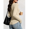 image:imageANRABESS Long Sleeve Shirts for Women Ribbed Knit Tops  Soft Slim Fit Scoop Neck Henley Basic Blouses Business Casual Work Outfits Fall Winter Spring Tee ShirtBeige