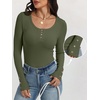 image:imageANRABESS Long Sleeve Shirts for Women Ribbed Knit Tops  Soft Slim Fit Scoop Neck Henley Basic Blouses Business Casual Work Outfits Fall Winter Spring Tee ShirtArmy Green