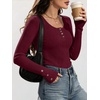 image:imageANRABESS Long Sleeve Shirts for Women Ribbed Knit Tops  Soft Slim Fit Scoop Neck Henley Basic Blouses Business Casual Work Outfits Fall Winter Spring Tee ShirtBurgundy