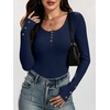 image:imageANRABESS Long Sleeve Shirts for Women Ribbed Knit Tops  Soft Slim Fit Scoop Neck Henley Basic Blouses Business Casual Work Outfits Fall Winter Spring Tee ShirtNavy Blue