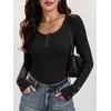 image:imageANRABESS Long Sleeve Shirts for Women Ribbed Knit Tops  Soft Slim Fit Scoop Neck Henley Basic Blouses Business Casual Work Outfits Fall Winter Spring Tee ShirtBlack