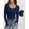 image:imageANRABESS Long Sleeve Shirts for Women Ribbed Knit Tops  Soft Slim Fit Scoop Neck Henley Basic Blouses Business Casual Work Outfits Fall Winter Spring Tee ShirtNavy Blue