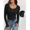 image:imageANRABESS Long Sleeve Shirts for Women Ribbed Knit Tops  Soft Slim Fit Scoop Neck Henley Basic Blouses Business Casual Work Outfits Fall Winter Spring Tee ShirtBlack