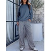 image:imageANRABESS Two Piece Lounge Sets for Women Gingham Sweatsuits  Crewneck Long Sleeve Sweatshirts Wide Leg Pants Set Travel Airport Clothing Daily Casual Wear Matching Fall Winter OutfitsBlue