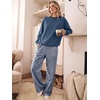 image:imageANRABESS Two Piece Lounge Sets for Women Gingham Sweatsuits  Crewneck Long Sleeve Sweatshirts Wide Leg Pants Set Travel Airport Clothing Daily Casual Wear Matching Fall Winter OutfitsBlue